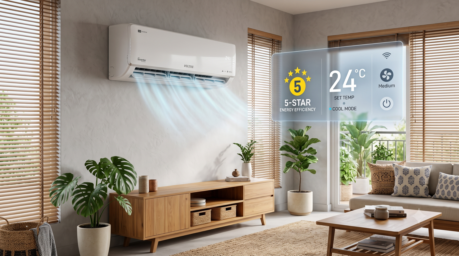 Best AC for home in India showing split inverter and window AC unit