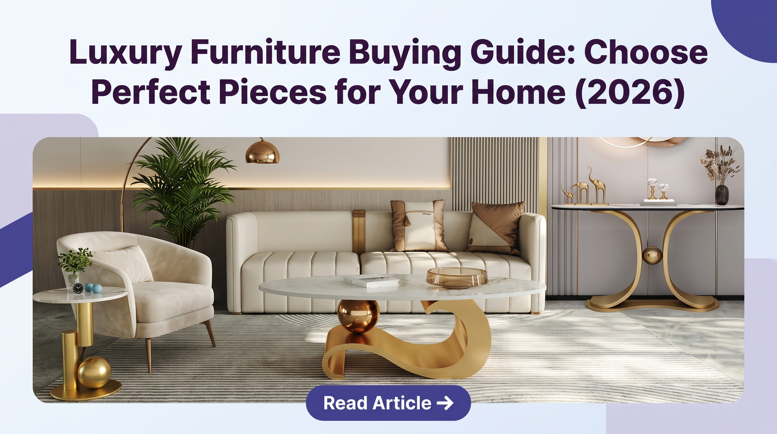 Luxury furniture set featuring PVD gold stainless steel centre table side table and console table Furniture buying guide